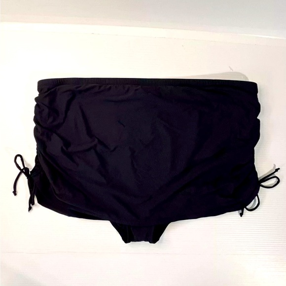 Freshwater Side-Tie Ruched Skirtini Womens Plus Sz 3X Black Swim Skirt NWT - Picture 5 of 15